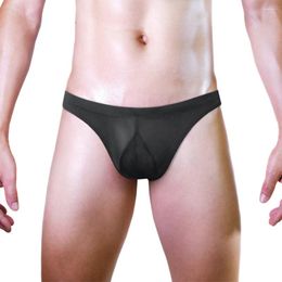 Underpants Ice Silk Bikini Briefs Mens Trunks Underwear Sheer Shorts Bulge Pouch Soft Stretch BuLifting Lingerie Peni Thong