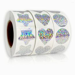 Gift Wrap 1 Roll Exquisite Laser Blank Love Heart Stars Round Stickers Handmade Decoration Holiday Birthday Party Sealing Label Sticker