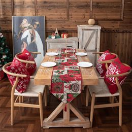 Table Mats Border Yarn Dyed Jacquard Polyester Cotton Christmas Flower Flag Bedtail Woven Chargers For Dinner Plates