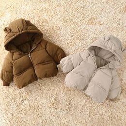 Down Coat 2024 Children Winter Boys Girls Fashion Hooded Parkas Baby Cute Cartoon Bear Ear Outwear Plus Thicken Warm Clothes