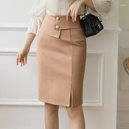 Skirts TPJB Oversized Pencil Black Women Korean Fashion Clothing Elegant High Wiast Bodycon Skirt Sexy Office Midi Mujer Faldas