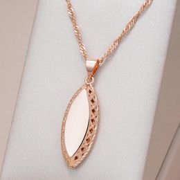 Pendant Necklaces Kinel Fashion Glossy Necklace For Women 585 Rose Gold Color Simple Weaving Rhombus Ethnic Bride Wedding Jewelry