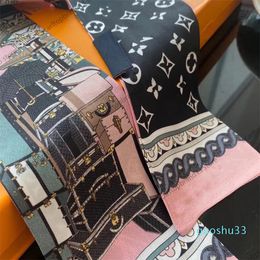 2024 Silks Cotton Blend girl Fashion girl Desiger Silken Scarf Designers Scarves On the bag Hairband hijab Small box size 8*120cm