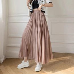 Women's Pants Spring Autumn Skirt Trousers Loose Pleated Drop Chiffon Wide Leg High Waist Straight Cropped