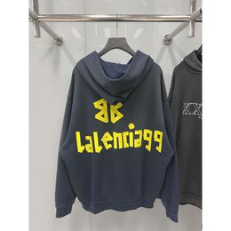 Version Hoodies Balencigaas Designer Hoodie Home Mens Fashion 23ss Paris New Tape Printing Water Wash Old Zipper Cardigan Hooded Mens Womens Outerwear M MCJI