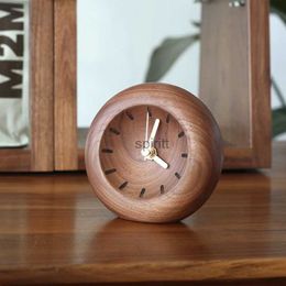 Desk Table Clocks Black Walnut Small Table Clock Bedroom Decoration Modern and Simple Desktop Creative Clock and Silent Watch for Home Use YQ240118