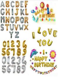 32 Inch Helium Air Balloon Number Letter Shaped Gold Silver Inflatable Ballons Birthday Wedding Decoration Event Party Supplies7587771