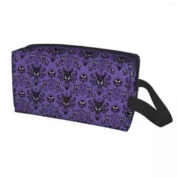 Cosmetic Bags Travel Haunted Mansion Toiletry Bag Halloween Ghost Happy Haunts Makeup Organiser For Women Beauty Storage Dopp Kit Box