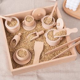 Montessori Sensory Enlighten Puzzle Toys Set Simulated Kitchen Tea Family Experience Early Childhood Education Wooden 240117