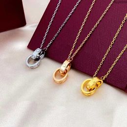 Necklace Necklaces Heart Designer Necklace Pendant Gold Jewellery Choker T Rope Chain Double Ring Pendant Diamond Gold Necklaces for Women Gold Silv