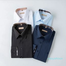 2024Spring Autumn Regular Fit Flex Collar Stretch Solid Wrinkle-Free Shirts For Mens
