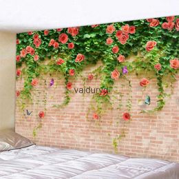 Tapestries Stone Wall Flower 3D Print Tapestry Polyester Fabric Living Room Decorative Art Blanket Bohemian Hippie Beach Picnic Matvaiduryd