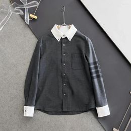 Men's Casual Shirts Shirt Autumn Turn-down Collar Korean Style Pure Cotton Thickened Tops Loose Classic Four-bar Fashion Jacket