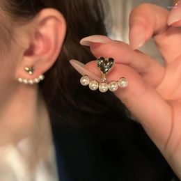 Stud Earrings 2024 Fashion Pearl Heart For Women Fine Sweet Joker Gold Colour Korea Temperament Elegant Wedding Gift Jewellery