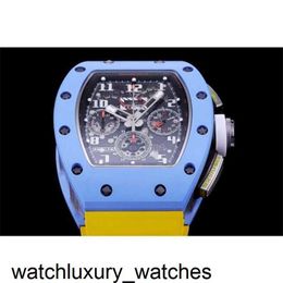 Superclone Richardmill Watch Aaaa Mechanics Mens Watch Wristwatches Rm11-03 Full Function Chronograph Uhr Top Ntpt Carbon Fibre Case with Calendar with Box 4C0H