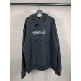 designer hoodie balencigs Fashion Hoodies Hoody Mens Sweaters High Quality Fashion B Family 2023 New Destroyed Letter Wash Embroidery Hooded for Men and H8W1