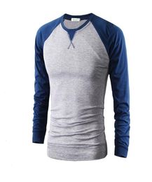 Raglan Sleeve T Shirt Men Tee Shirt Homme Trend Black and White Mens T Shirts Casual Long Sleeve Crew Neck Slim Fit Tshirt7002038