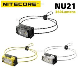 NU21 Headlamp Lightweight Dual Beam Triple Output 360 Lumens USBC Rechargeable White Red Headlight Builtin Battery 240117