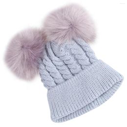 Ball Caps Bonnet Knit Cap Warm Hat Hairball European American Kids Winter Beanie Hats Baby