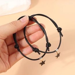 Link Bracelets 2 PCS/Set Couple Black White Rope Star Bracelet For Women And Men Fashion Paired Gifts Lovers