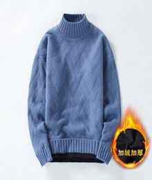 Men039s Sweaters 2021 White Pullover Turtleneck Turtle Neck Coats High Collar Cable Knit Sweater Korean Man Clothes Chunky Card4604152