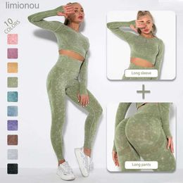Active Sets High Quality Seamless Gym Set Push Up Fitness Leggings Workout Crop Top Women Sports Clothes Outfit Tights Pants Yoga SuitL240118