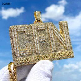Jewelry designer New Iced Out Bling Full 5A Zircon Letter CFN Pendant Necklace Gold Plated Came From Nothing Charm Men Fashion Hip hop JewelryHipHop
