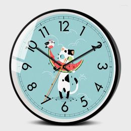 Wall Clocks Cute Cartoon Style Clock 3D Nordic Metal Modern Design For Children Bedroom Mute Watch