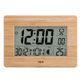 Desk Table Clocks FanJu FJ3530 LCD Digital Wall Clock Alarm Big Size Number Multifunction Temperature Table Clocks Bedside thermometer Large clock YQ240118