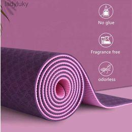 Yoga Mats 1830 * 610 * 6mm TPE two-color yoga mat non-slip carpet suitable for beginners environment fitness gym matL240118