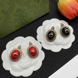 Stud Vintage diamond Stud Earrings 2023 Baroque Black Red Oval Vintage Dripping Ear Studs For Women Girls Trendy Jewellery Gifts