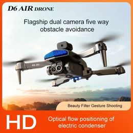 New D6 Air Drone With 3pcs Batteries And Dual Camera,Optical Flow Positioning 540° Smart Obstacle Avoidance One Key Auto Return WiFi FPV Remote Control Toy Drone.