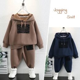 Winter Baby Boys Fleece HoodieSweatpant Kids Tracksuit Children 2PCS Outfits Clothing Students Jogger Track Pant Sets 1-12Years 240117