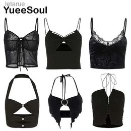 Women's Blouses Shirts Black Women Crop Tops 2023 New Summer Sleeveless Sexy Corset Top Y2K Casual Sweet High Street 90s E Girl Tank Top Women Clothing YQ240118