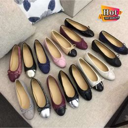 Designer shoes Chanelee Leather cushion Ballet round toe flats Leather Wedding Party Luxury velvet spring Fall sheepskin bow Lazy Dance Loafers Women's casual shoes