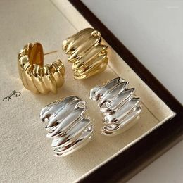 Stud Earrings Simple Metal Copper Alloy Irregular Wave Geometric Gold Silver Color Women Fashion Jewelry Gift