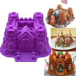 3D Large Castle Silicone Cake Baking Mold Birthday Pan DIY Bread Tools Mousse Decoration Bakeware Kitchen Supplies 240117