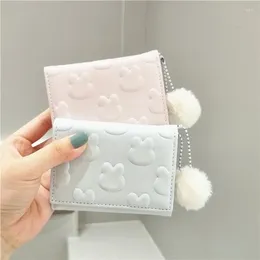 Wallets Girl Handbag Niche Design Fur Ball Pendant Sweet Short Student Wallet Bags For Women