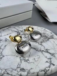 Luxury Charm Earrings Double Round Grey Charm Brand Designer Paris Fashion Style Drop Earrings For Women Jewellery