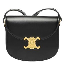 Teen triomphes Designer bag luxury leather Triumphal Arch genuine saddle 2024 new spring/summer black gold red high-end feeling niche tofu crossbody for womenA12W