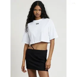 Women's T Shirts Classic Spring Summer Short T-shirt Women Top OFF Letter Print Knit Pulovers Tshirt Female Clothing Y2K White Tees Woman