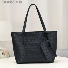 Shopping Bags Fashion Skull Women Handbags and purse Large Capacity PU Leather Ladies Shoulder Bag Female Shopping Bags Travel Big totes Black Q240118