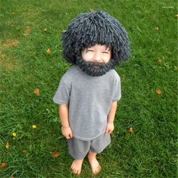 Berets Funny Men Women Knit Bearded Hats Handmade Wig Winter Warm Ski Mask Beanie Rasta Hat With Dreadlocks Christmas Halloween Caps