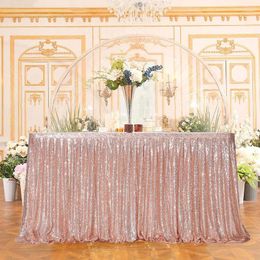 Table Skirt Rose Gold Sequin For Wedding Party Christmas Halloween Thanksgiving Baby Shower Shiny Tablecloth Decoration Supplies