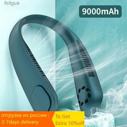 Electric Fans 9000mAh Neck Fan Portable Mini Bladeless Fan Rechargeable Fan Hanging Sports Fans for Home Outdoor Air Conditioner Cooler YQ240118