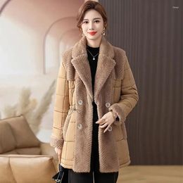 Women's Trench Coats Middle-Aged Down Cotton Coat Winter Warm Imitation Mink Wool Splicing Padded Jacket Female Cold Parker Outerwear 5XL