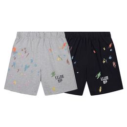 24ss USA Cotton Splash Ink Hand Painted Graffiti Print Shorts Women Men skateboard Sweatshort Running Middle Pants Jogging Short Sweatpants 0118