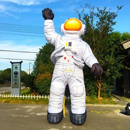 wholesale Giant Inflatable Waving Astronaut Air Blow Space Man with LED Light Cartoon Spaceman Event Stage Decor Advertising Props