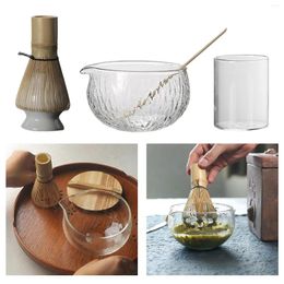 Teaware Sets 5pcs Japanese Matcha Set Cup Bowl Bamboo Whisk Chasen Chashaku Tea Ceremony For Kitchen