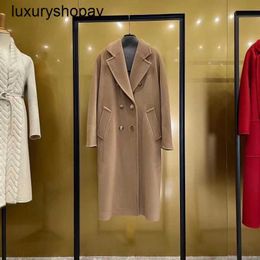 Top Maxmaras Cashmere Coat 101801 Womens Coats Winer m Family Double Sided Wool 2024 Camel Long High End Stock Sale